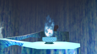 Blue Fire brazier on the main path of the Ice Cavern